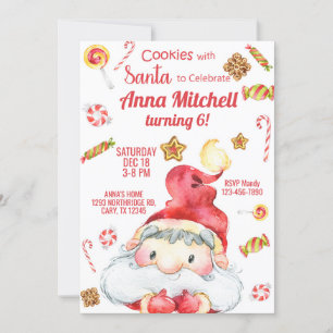 Cookies with Santa girl Christmas invitation. Invitation