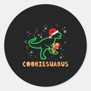 Cookiesaurus Christmas Dinosaur Rex Sugar Cookie  Classic Round Sticker