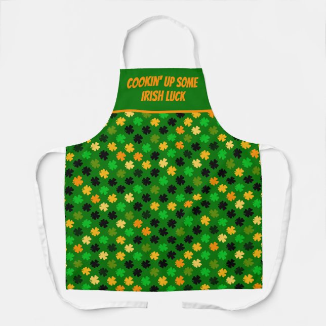 "Cookin' Up Some Irish Luck" St. Patrick’s Day Apron (Front)