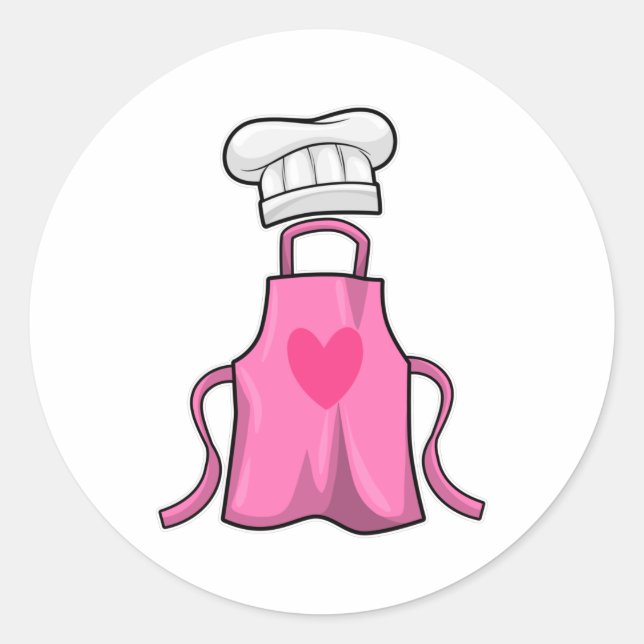 Cooking apron and Cooking hat with Heart Classic Round Sticker (Front)