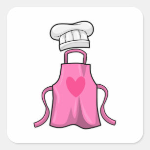 Cooking apron and Cooking hat with Heart Square Sticker