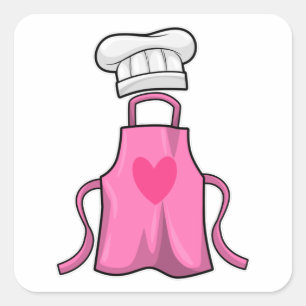 Cooking apron and Cooking hat with Heart Square Sticker