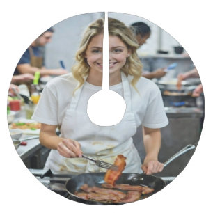 Cooking Bacon Photo Customize Brushed Polyester Tree Skirt