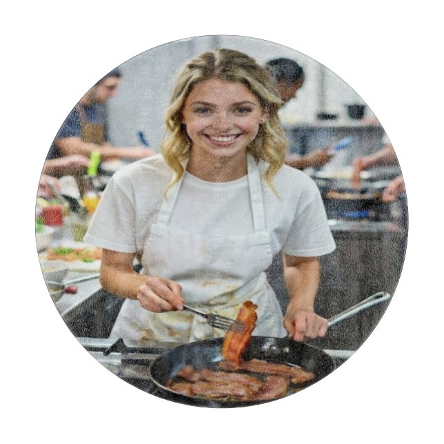 Cooking Bacon Photo Customize Cutting Board (Front)