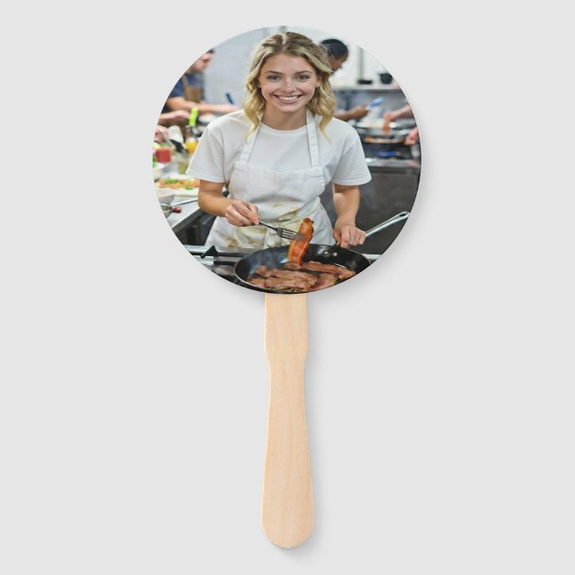 Cooking Bacon Photo Customize Hand Fan (Front)