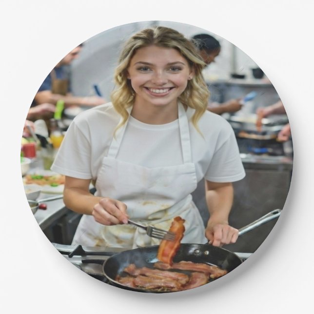 Cooking Bacon Photo Customize Paper Plate (Front)