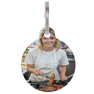 Cooking Bacon Photo Customize Pet Tag
