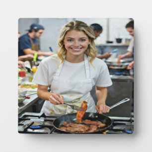 Cooking Bacon Photo Customize Plaque