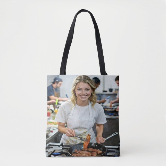 Cooking Bacon Photo Customize Tote Bag (Front)