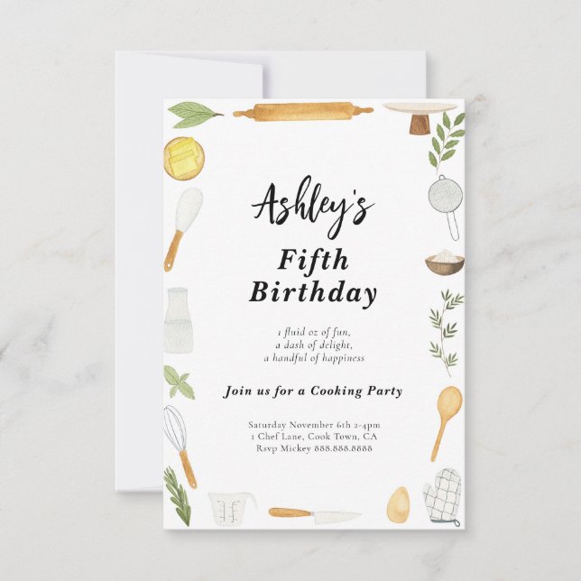 Cooking & Baking Birthday Invitation For Kids (Front)