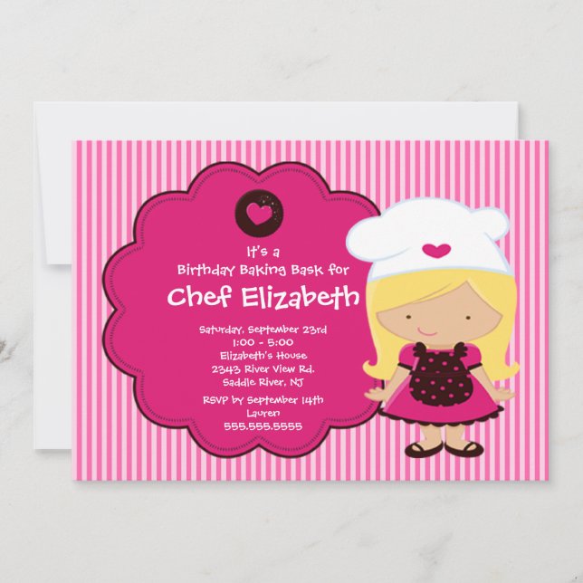 Cooking Baking Birthday Party Invitation (Front)