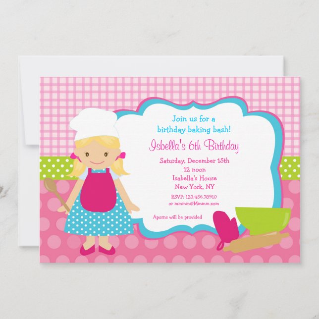 Cooking Baking Birthday Party Invitations (Front)