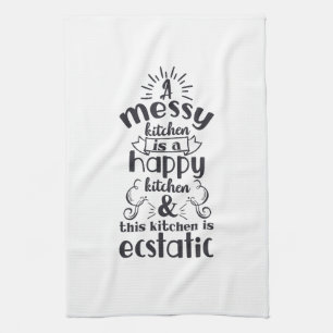 Cooking Baking Kitchen Messy Funny Humour Saying Tea Towel
