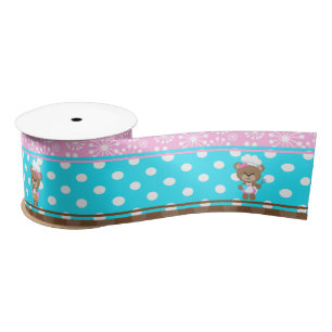 Cooking Chef Bear Birthday Party Satin Ribbon