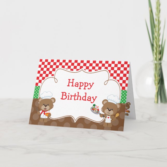 Cooking Chef Bear Party Card (Front)