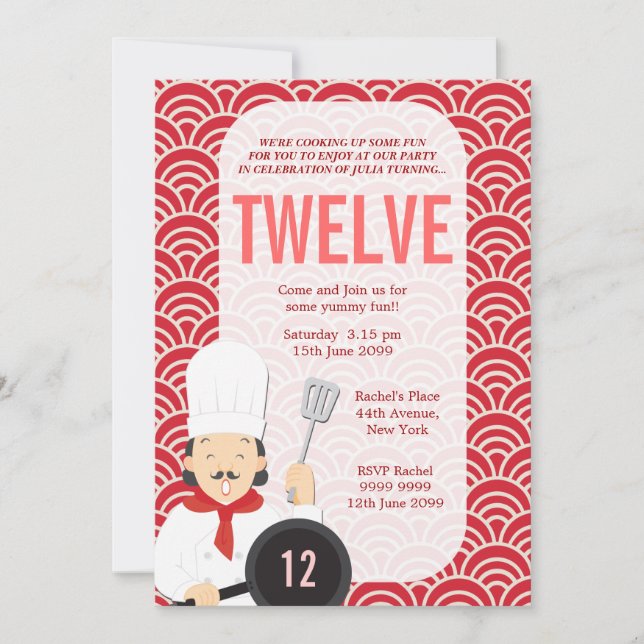 Cooking Chef Kitchen Birthday Invite (Front)