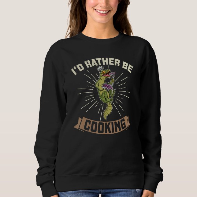 Cooking chefs hat lizard reptile kitchen restauran sweatshirt (Front)