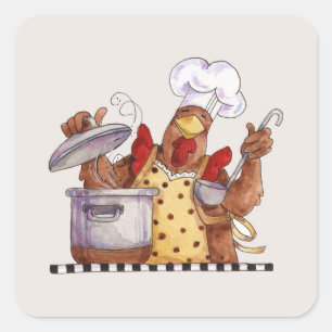 Cooking Chicken Square Sticker