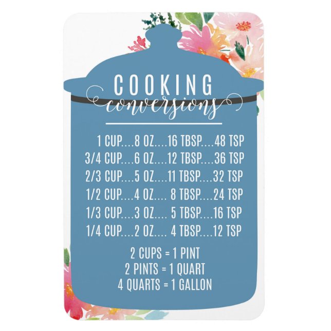 Cooking Conversion Chart | Blue Jar Magnet (Vertical)