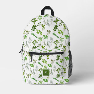 Cooking Culinary Garden Herbs Monogrammed Printed Backpack
