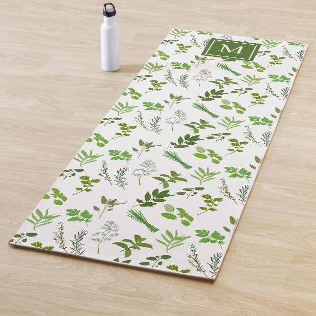  Cooking Culinary Garden Herbs Monogrammed Yoga Mat (In Situ)