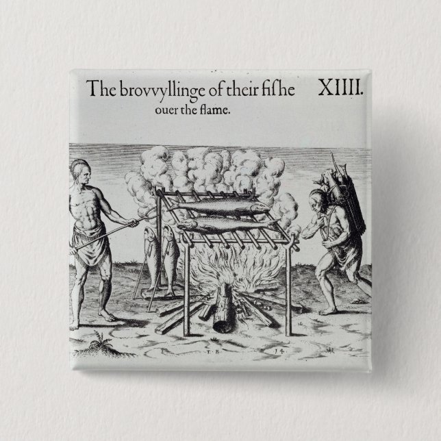 Cooking Fish 15 Cm Square Badge (Front)