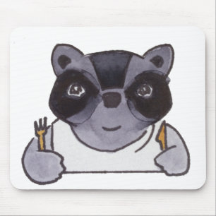 Cooking Food Dinner Cute Racoon Mouse Pad