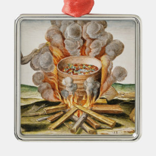 Cooking Food in a Terracotta Pot Metal Tree Decoration