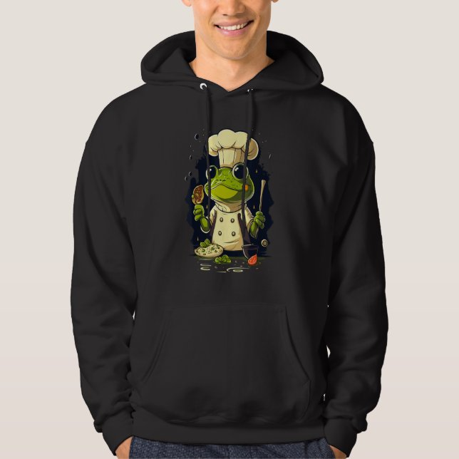 Cooking Frog Restaurant cook on Frog chef Hoodie (Front)