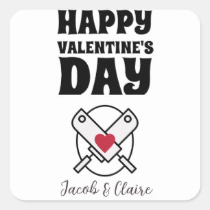cooking, Happy valentines day personalise name Square Sticker