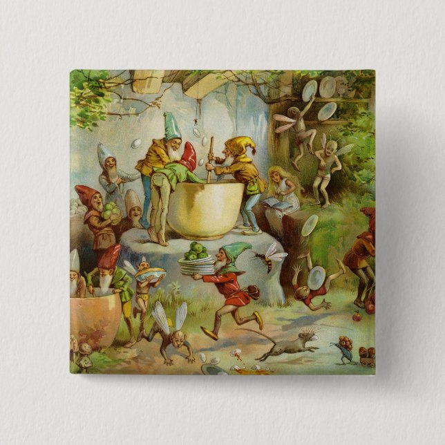 Cooking In The Gnome Kitchen 15 Cm Square Badge (Front)