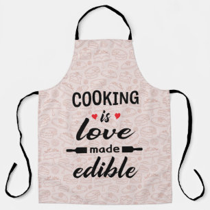 Cooking is love funny slogan apron