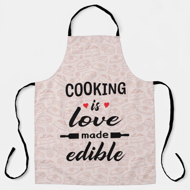 Cooking is love funny slogan apron (Front)