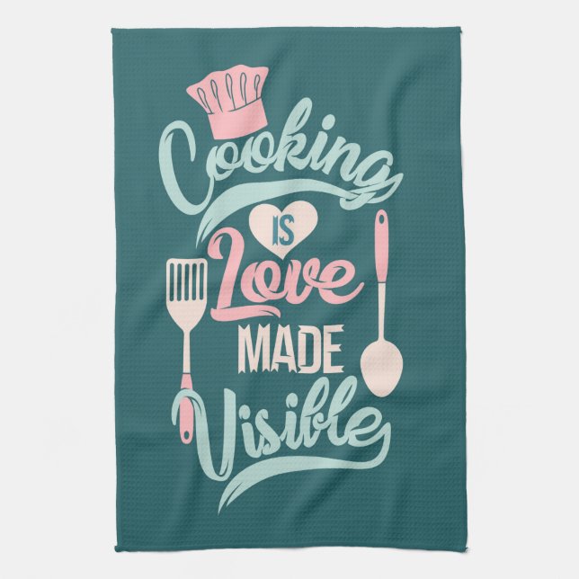 Cooking is Love Made Visible Tea Towel (Vertical)