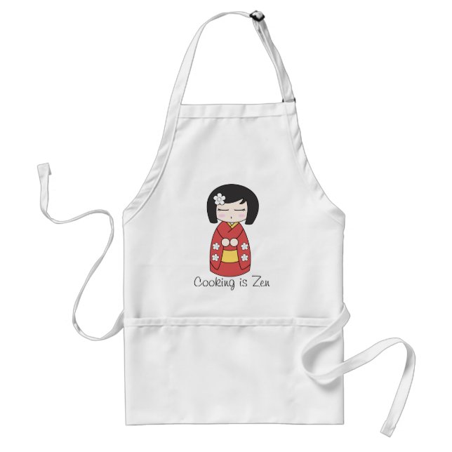 "Cooking is Zen" Kokeshi Doll Apron (Front)