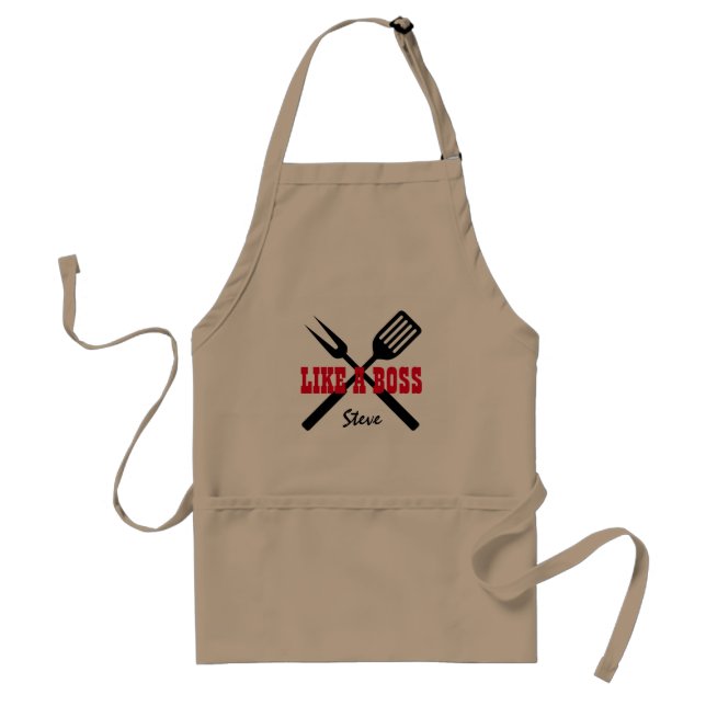 Cooking Like A Boss custom name BBQ apron for men (Front)