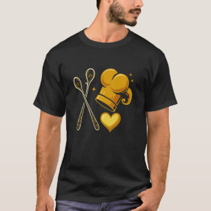 Cooking Love Kitchen Baking Foodie Design with Hea T-Shirt