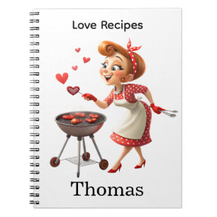 Cooking Love Red Hearts Recipe Spiral Notebook