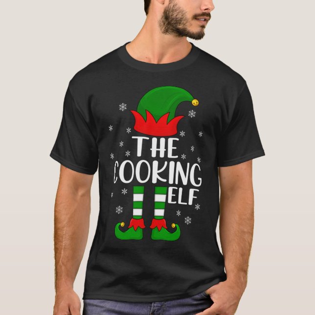 Cooking Lover Xmas Pajama Funny The Cooking Elf Ch T-Shirt (Front)
