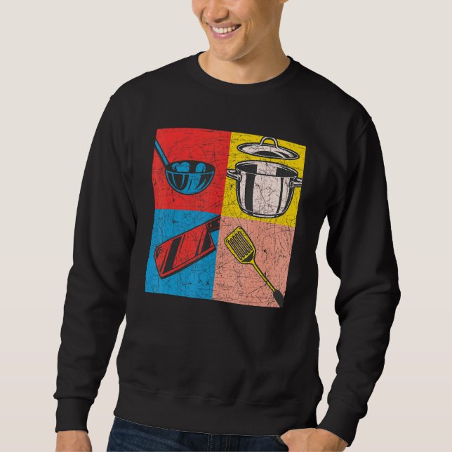 Cooking Meal Hobby Cook Gourmet Food Pop Art Chef Sweatshirt (Front)