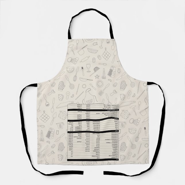 Cooking Measurement Equivalents Apron (Front)
