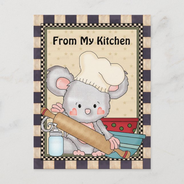 Cooking Mouse cartoon fun postcard (Front)