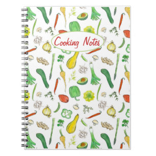 Cooking Notes Fresh Vegetables Watercolor Drawing Notebook