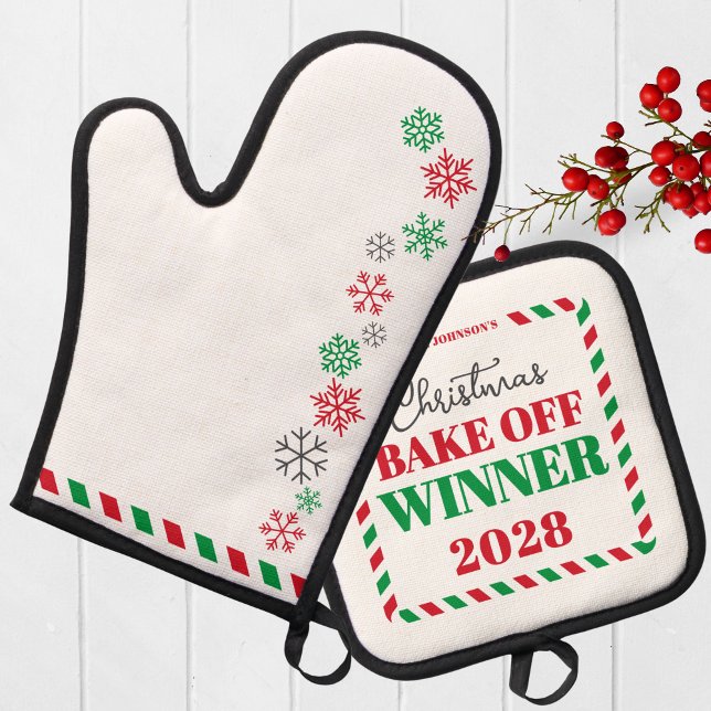 Cooking or Baking Holiday Contest Winner Prize Oven Mitt & Pot Holder Set (Holiday Contest Winner Prize Oven Mitt & Pot Holder. Great for Cookie, Baking & Cooking Competitions)