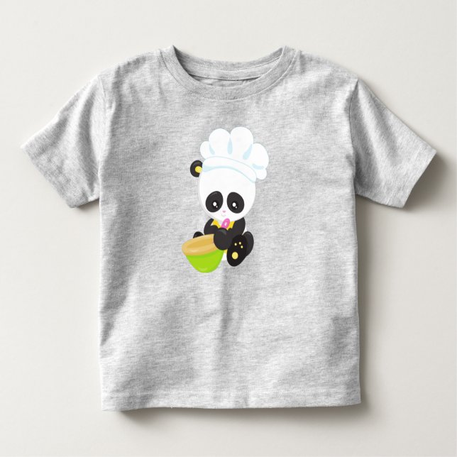 Cooking Panda, Baking Panda, Cute Panda, Bowl Toddler T-Shirt (Front)