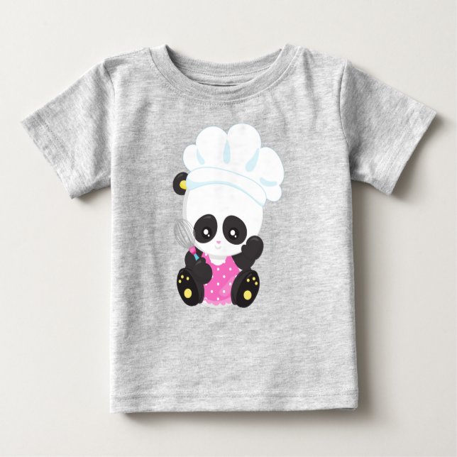 Cooking Panda, Baking Panda, Cute Panda, Whisk Baby T-Shirt (Front)