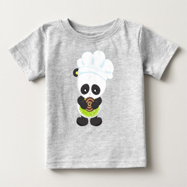 Cooking Panda, Baking Panda, Panda With Cookie Baby T-Shirt (Front)