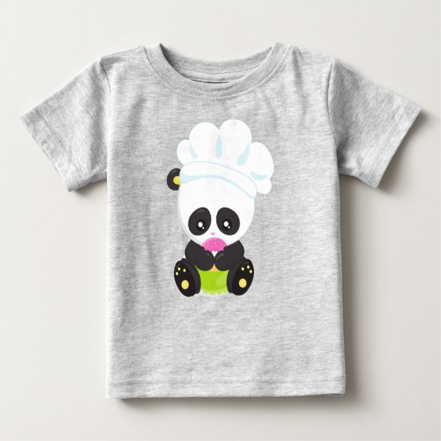 Cooking Panda, Baking Panda, Panda With Doughnut Baby T-Shirt (Front)