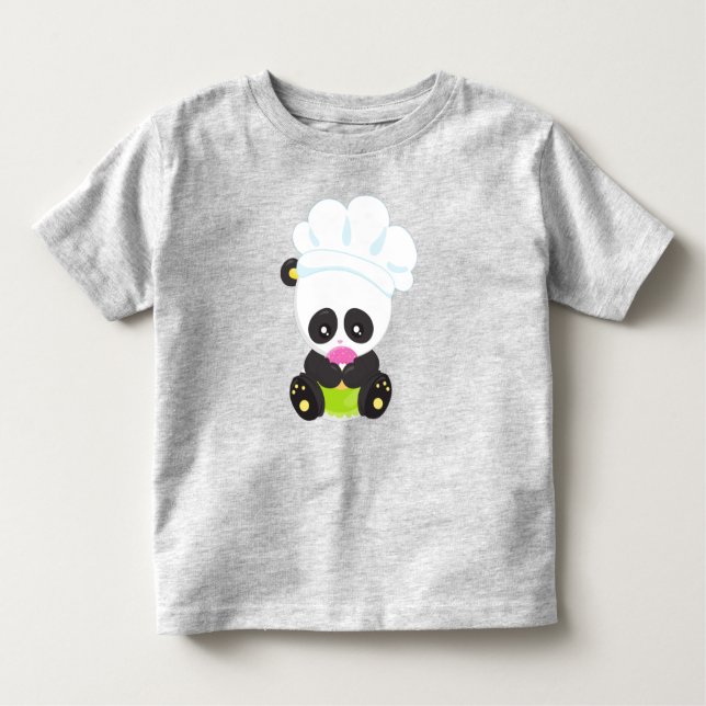 Cooking Panda, Baking Panda, Panda With Doughnut Toddler T-Shirt (Front)