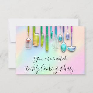 Cooking Party Chef Restaurant Kitchen Holograph Invitation